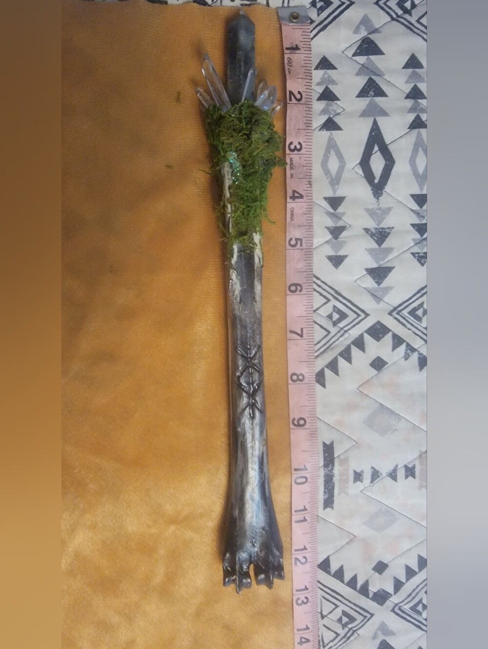 Handcrafted Bone And Crystal Wand